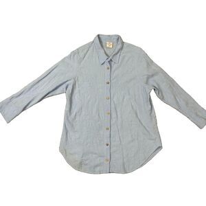 Sea Breeze Of California Embroidered Cotton Button Up Shirt- Women’s Large Blue